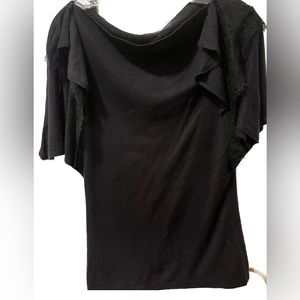 Free People Black Short Sleeve Top